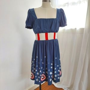 Her Universe Marvel Captain America Shield Retro Dress, Sz M, NWT